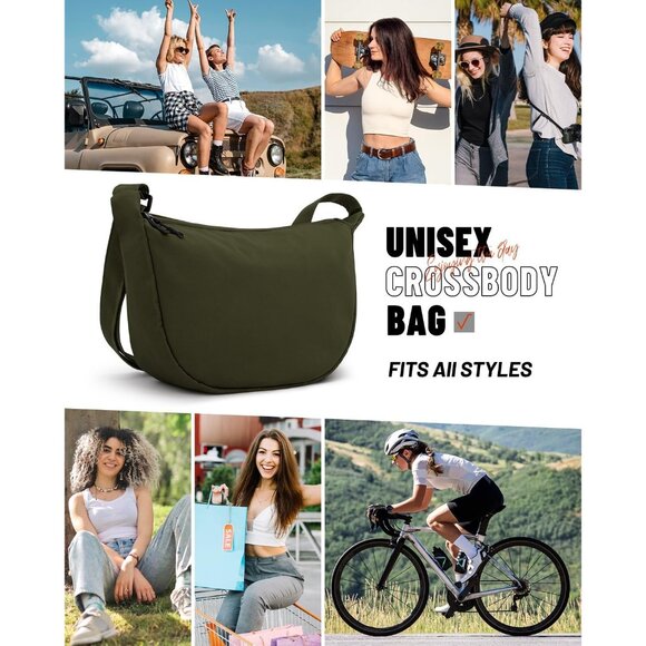 Women Olive Green Imported Polyester Crossbody Lightweight Crescent Sling Bag - Picture 6 of 6